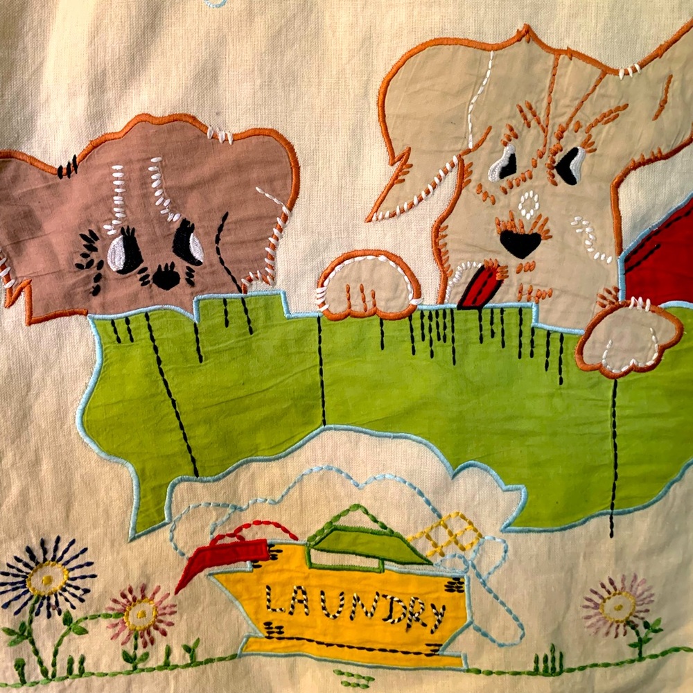 Vintage embroidered laundry bag